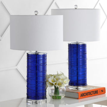 Cole 27.5" Modern Fused Glass Cylinder LED Table Lamp
